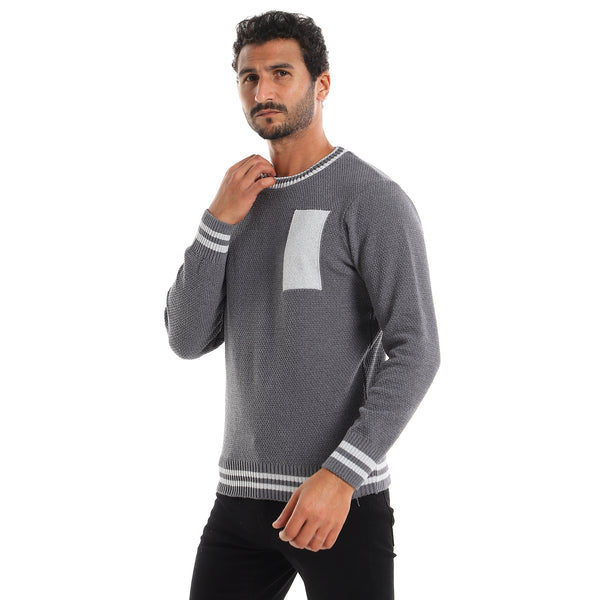 Knitted_Slip_On_Pullover_With_Elasticated_Hem_-_Dark_Grey_&_Grey