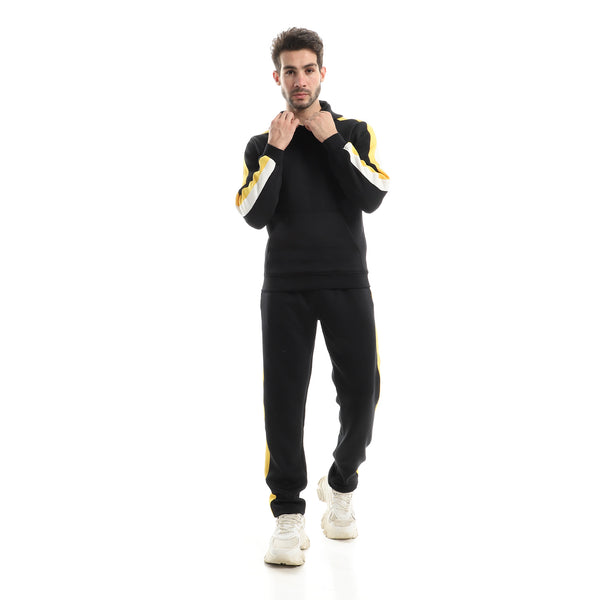 Plain Practical Winter Tracksuit - Black