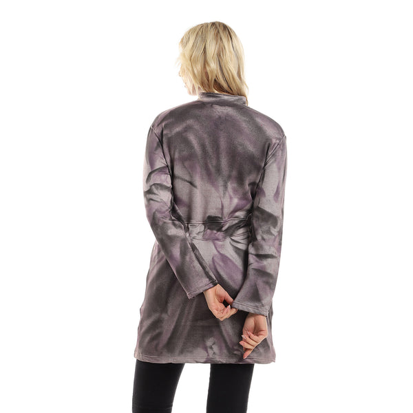 Tie Dye Long Sweatshirt With Side Pockets - Purple, Black & Grey