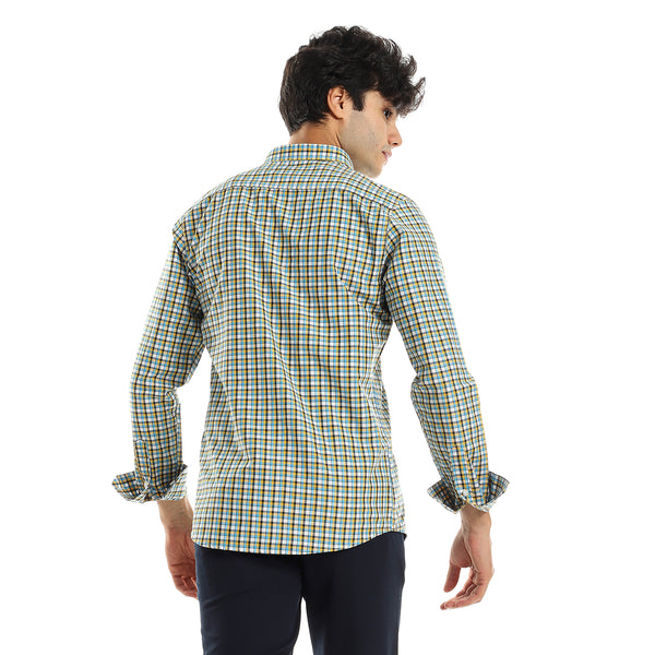 Checks Patterned Long Sleeves Shirt - Yellow & Turquoise