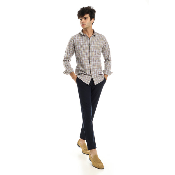 Beige Buttoned Everyday Shirt with Long Sleeves