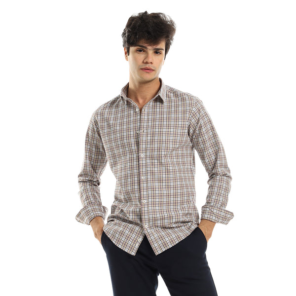 Beige Buttoned Everyday Shirt with Long Sleeves