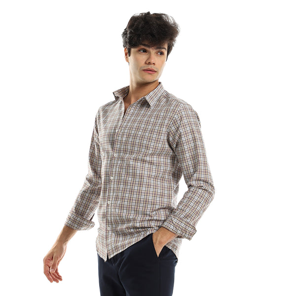 Beige Buttoned Everyday Shirt with Long Sleeves
