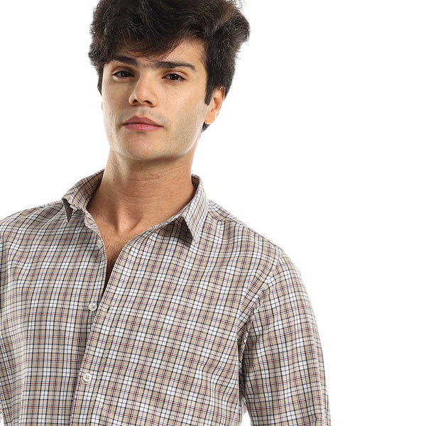 Beige Buttoned Everyday Shirt with Long Sleeves
