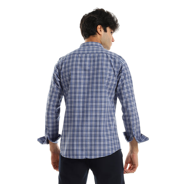 Indigo Blue Shirt with Turn Down Collar & Front Buttons