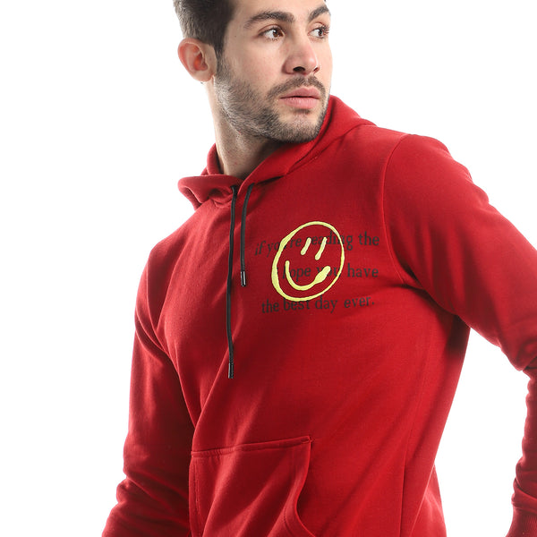 side_printing_kangaroo_pocket_hoodie_-_burgundy