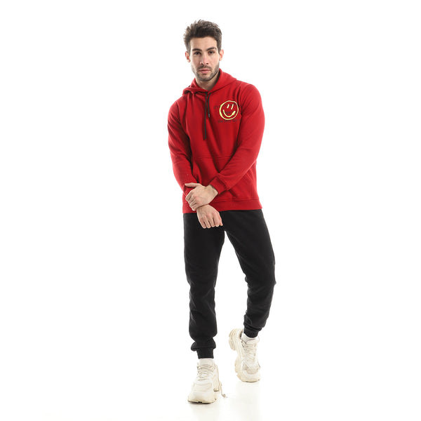 side_printing_kangaroo_pocket_hoodie_-_burgundy