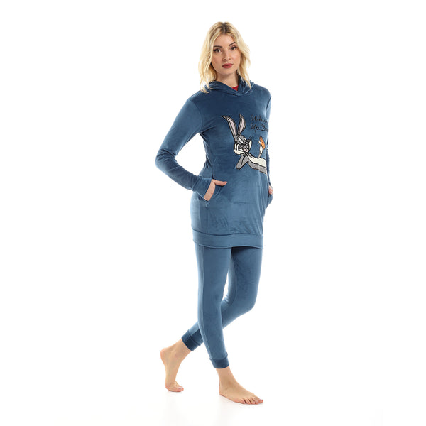 velvet pajama set_blue