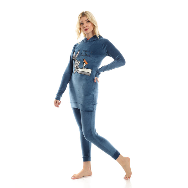 velvet pajama set_blue