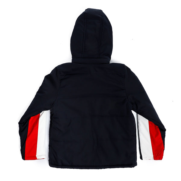 Zipper Polyester Long Sleeves Jackets - Navy Blue, White & Red