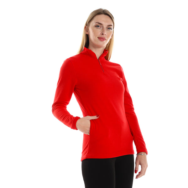 Zipper_Closure_Long_Sleeves_Plain_Sweater_-_Red