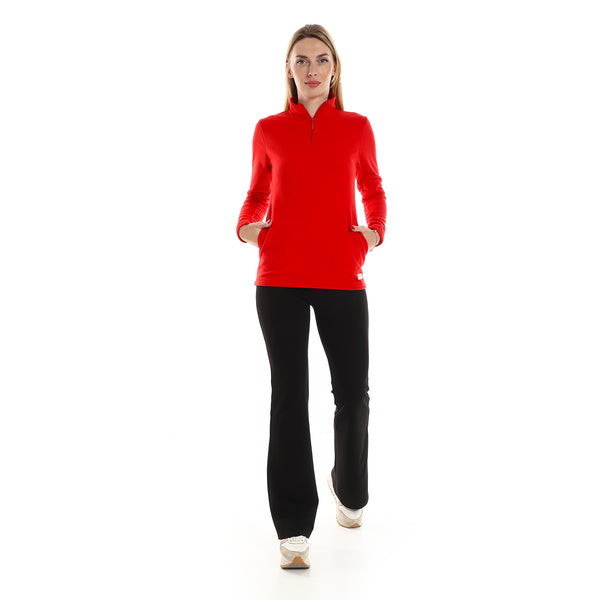 Zipper_Closure_Long_Sleeves_Plain_Sweater_-_Red