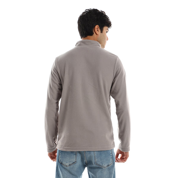 Zip_Through_Neck_Long_Sleeves_Sweater_-_Grey