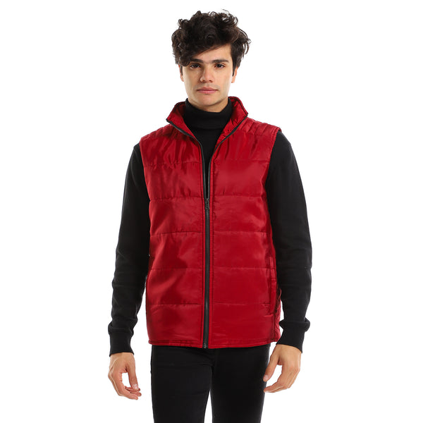 plain_burgundy_sleeveless_zip_through_neck_vest