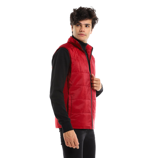 plain_burgundy_sleeveless_zip_through_neck_vest