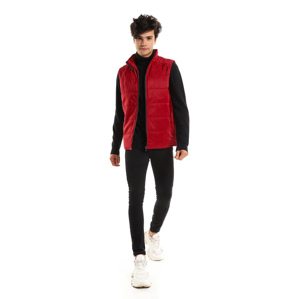 plain_burgundy_sleeveless_zip_through_neck_vest