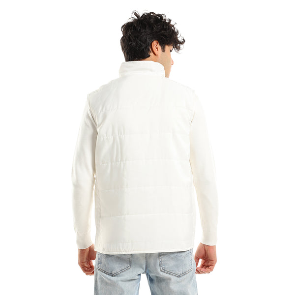 Full Front Zipper Closure Unisex Vest - White
