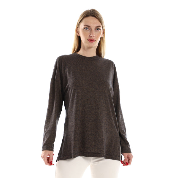 Round_Neck_Side_Slits_Cotton_Tee_-_Heather_Black