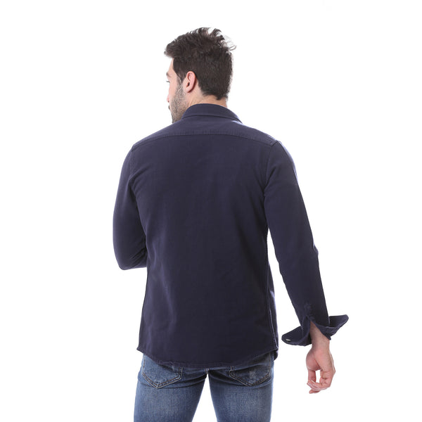 Stylish_Gabardine_Buttoned_Shirt_with_Chest_Pockets_-_Navy_Blue