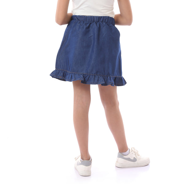 Girls Elastic Waist with Drawstring Short Skirt - Navy Blue