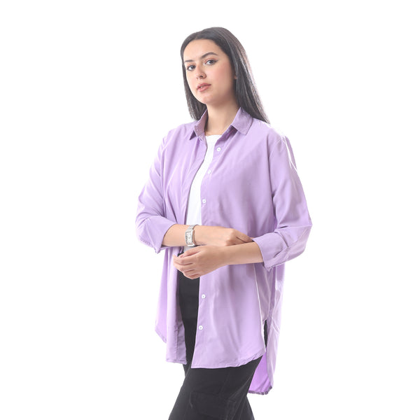 Casual_Plain_Button_Down_Shirt_With_Turn_Down_Collar_-_Lilac