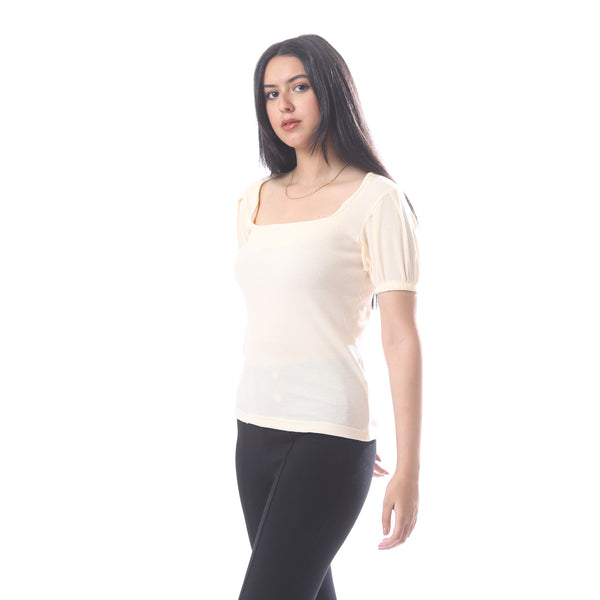 Casual_Puffed_Sleeves_Ribbed_Top_With_Square_-_Off_White