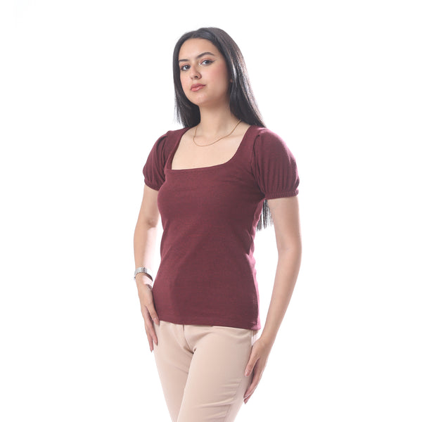 Chic_Short_Sleeves_Top_With_Square_Neckline_-_Maroon