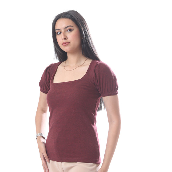 Chic_Short_Sleeves_Top_With_Square_Neckline_-_Maroon