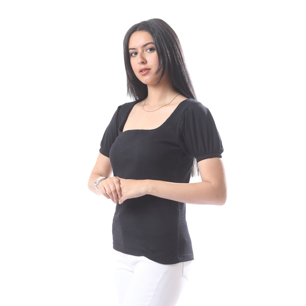 Essential_Short_Sleeves_Ribbed_Top_With_Square_Neckline_-_Black