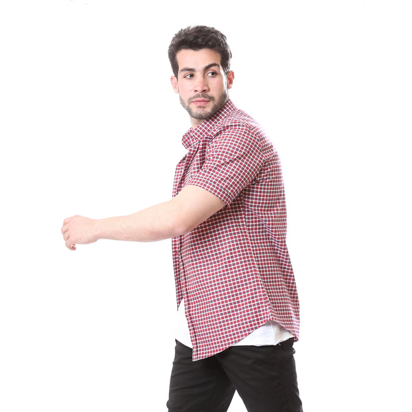 plaids_short_sleeves_summer_shirt_-_red_-_navy_blue