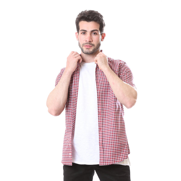 plaids_short_sleeves_summer_shirt_-_red_-_navy_blue