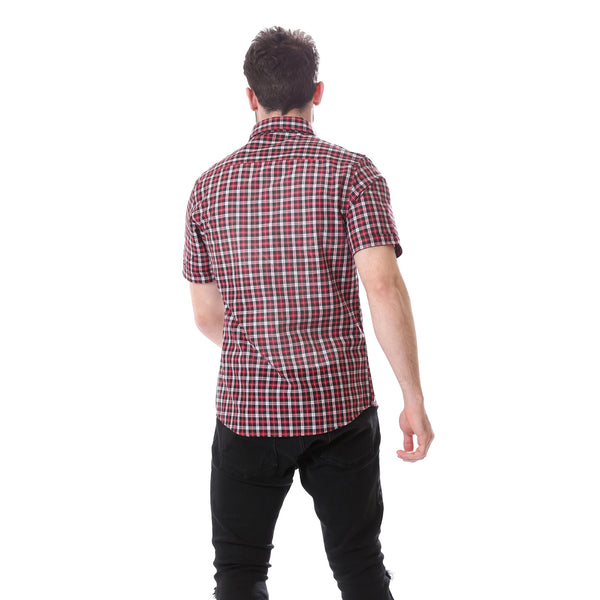 Plaids_Short_Sleeves_Summer_Shirt_-_Dark_Red,_Black_&_White