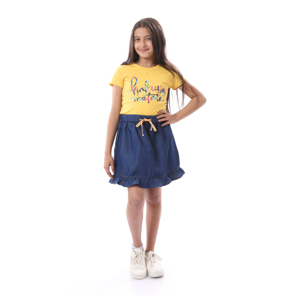 Girls "Hakuna Matata" Printed Regular T-Shirt - Yellow
