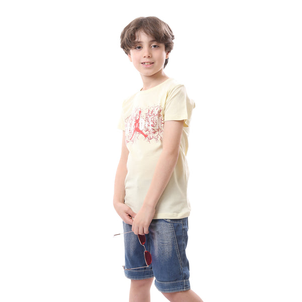 Boys Cotton  Round Neck T-Shirt - Off-White