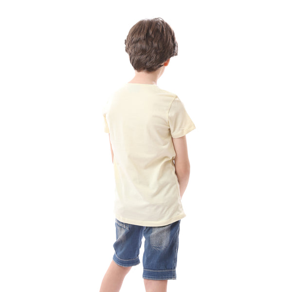 Boys Cotton  Round Neck T-Shirt - Off-White