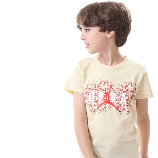 Boys Cotton  Round Neck T-Shirt - Off-White