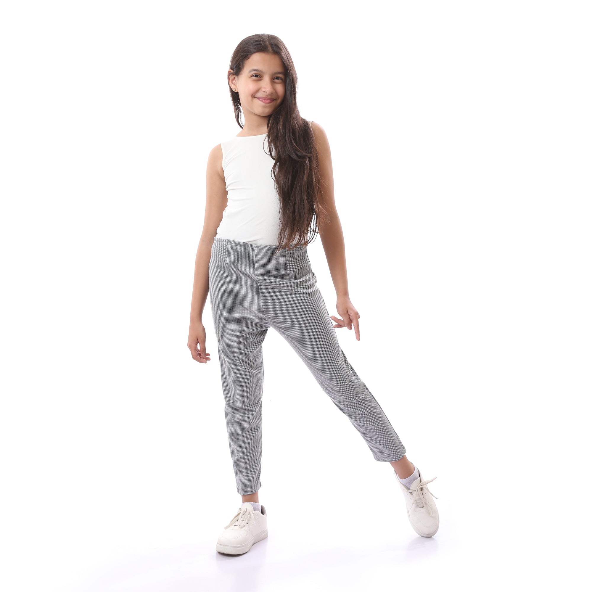 Andoraeg girls_houndstooth_zipped_pants_-_black_-_white – Andora