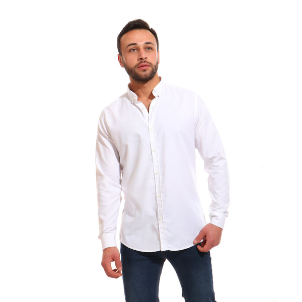 Basic Cotton Buttoned Long Sleeves Shirt - White