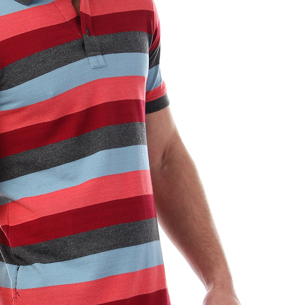 قميص بولو مخطط بأكمام قصيرة وأزرار - متعدد الألوان 4