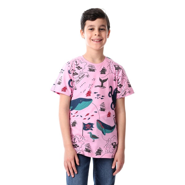 sea- creatures- printed- tee- for- boys- - light- pink
