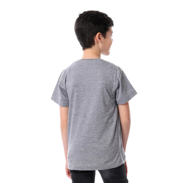 mickey printed round neck t-shirt for boys - heather grey
