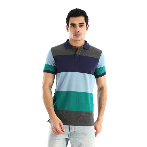 Color Block Half Sleeve Polo Shirt