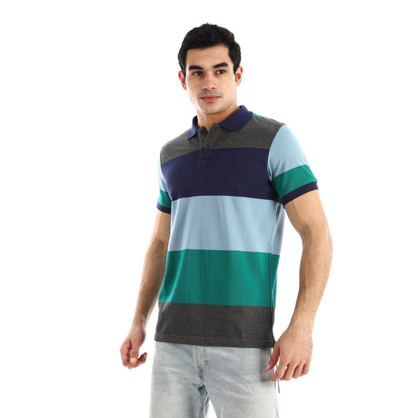 Color Block Half Sleeve Polo Shirt