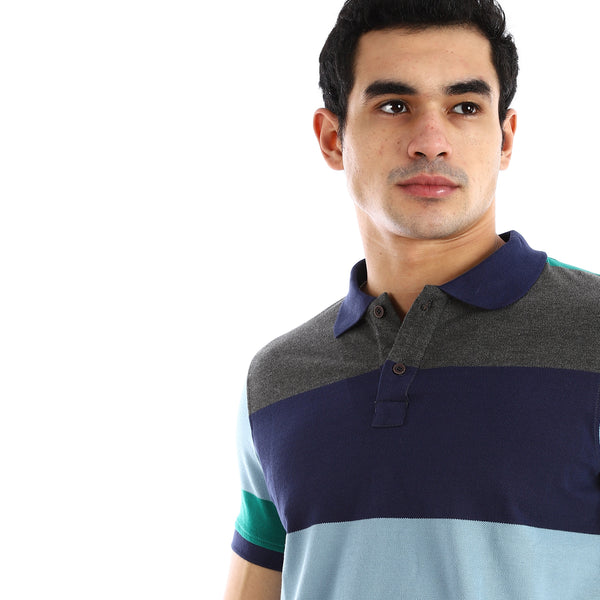 Color Block Half Sleeve Polo Shirt