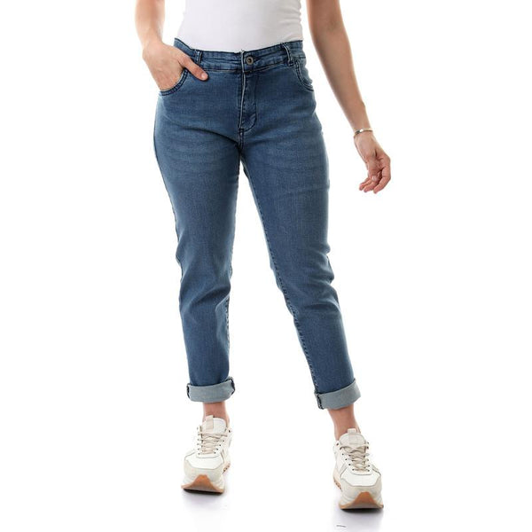 Regular Fit Blue Fly Zipper Jeans