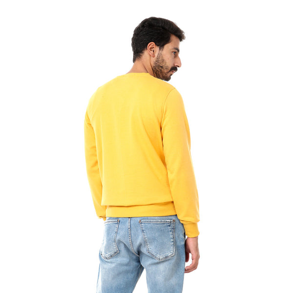 v-neck full sleeves comfy sweatshirt - mustard