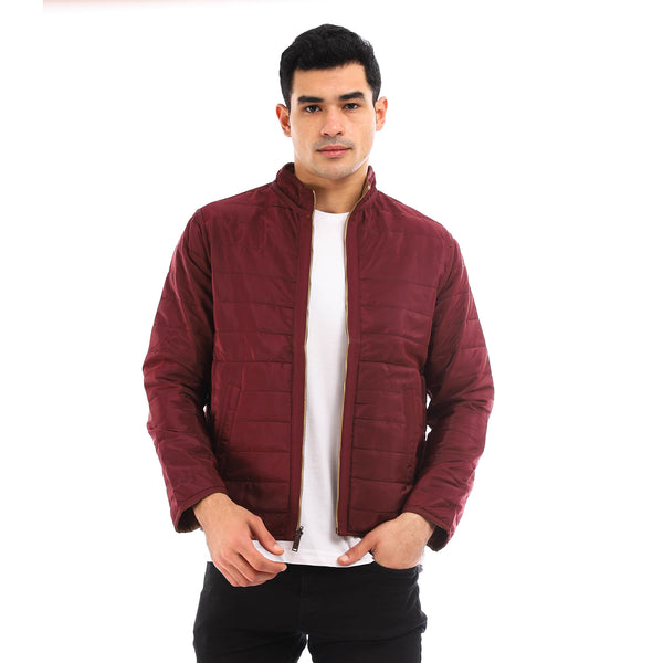 Elegant Double Face Jacket - Dark Camel & Maroon