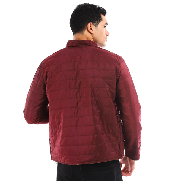 Elegant Double Face Jacket - Dark Camel & Maroon