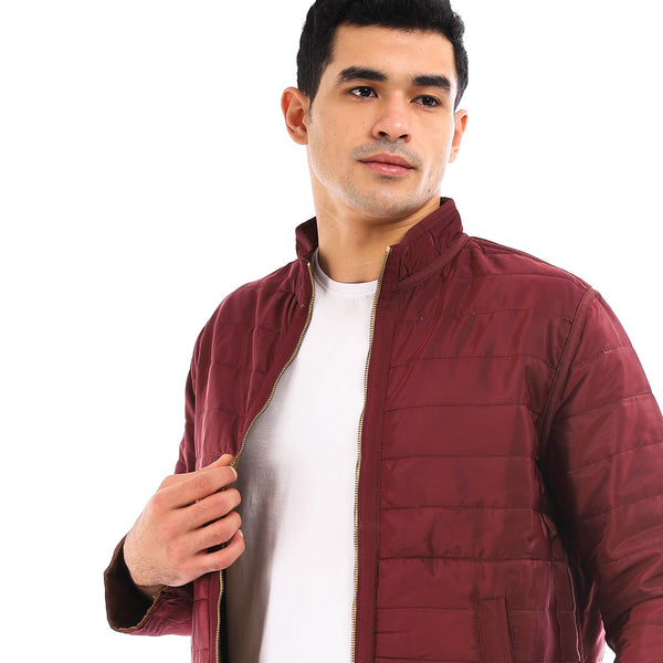 Elegant Double Face Jacket - Dark Camel & Maroon