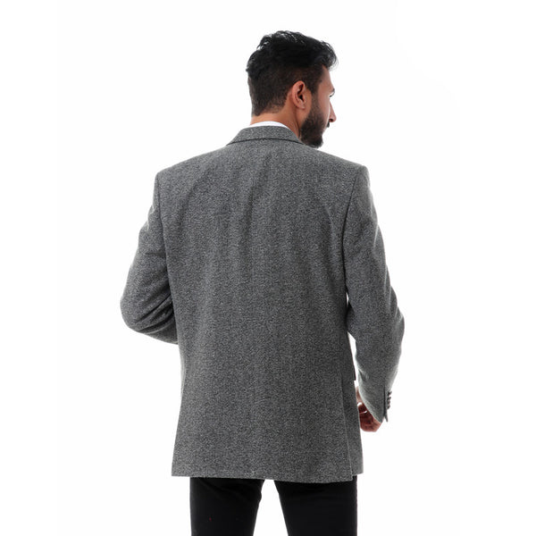 elegant slim notched lapel blazer - heather dark grey